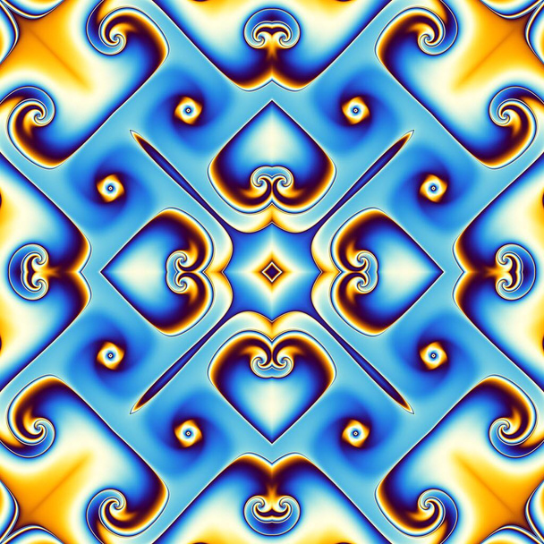 Abstract digitaal geometrisch patroon. Symmetrisch sierlijk patroon. - Foto, afbeelding