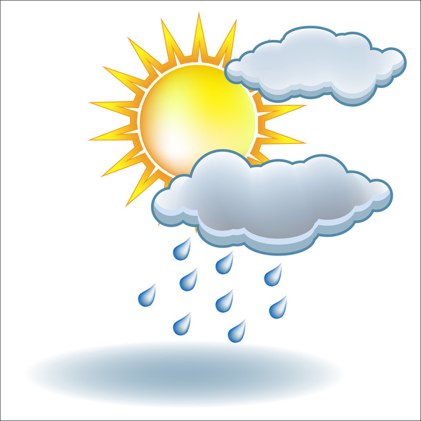 Sun rain cloud icon vector - Vettoriali, immagini