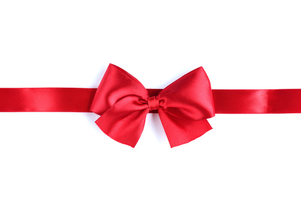 Red satin ribbon bow isolated on white background. - Photo, Image