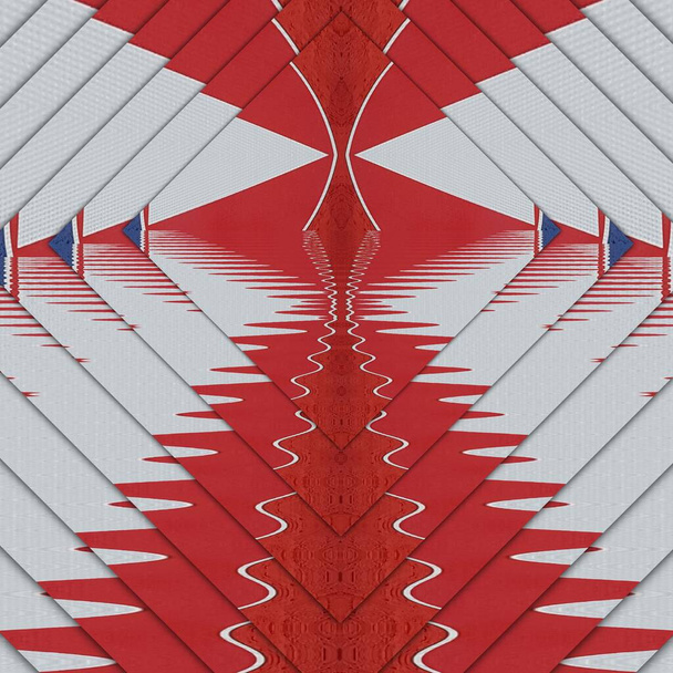 piros és fehér útjelző kék háttér átalakult minták és bonyolult tervek - Fotó, kép