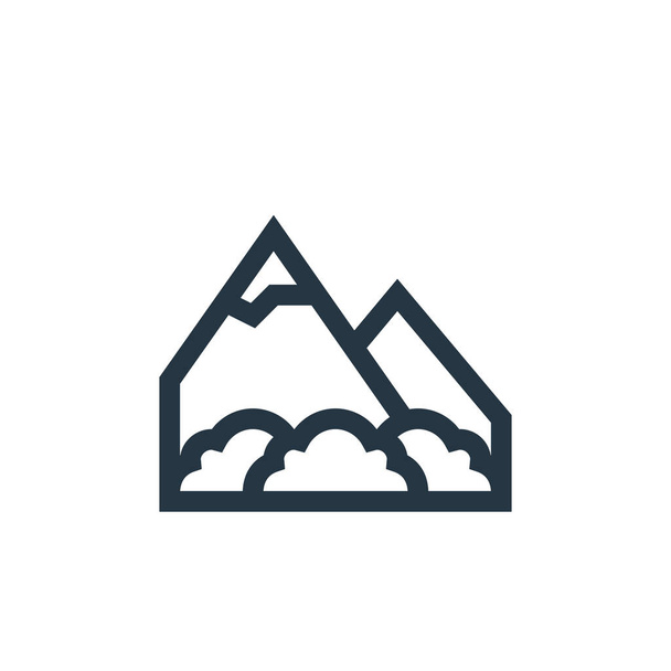マウンテン・ベクトル・アイコン。山の編集可能なストローク。山のWebやモバイルアプリ、ロゴ、印刷メディアで使用するための線形シンボル。細い線のイラスト。ベクトル絶縁外形図面. - ベクター画像