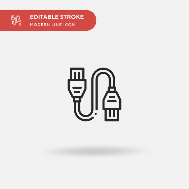 Hdmi Cable Simple vector icon. Illustration symbol design template for web mobile UI element. Perfect color modern pictogram on editable stroke. Hdmi Cable icons for your business project - Vector, Image