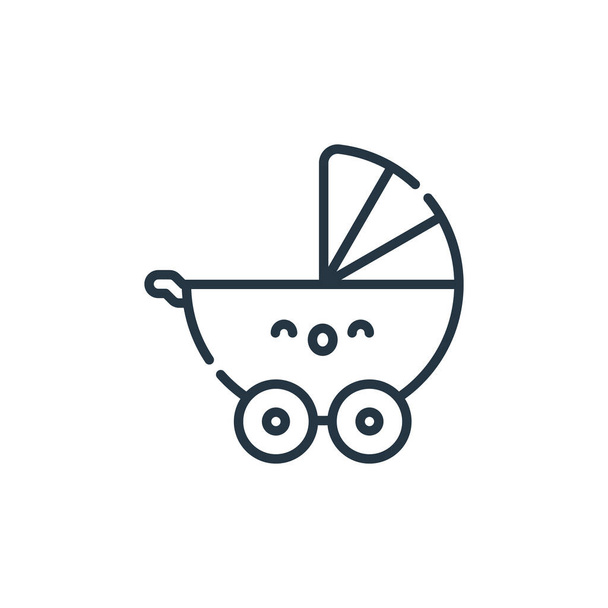 Bebek arabası taşıyıcı ikonu. Bebek arabası, düzenlenebilir felç. bebek arabası sembolü web ve mobil uygulamalarda, logoda, yazdırma ortamında kullanılır. İnce çizgili çizim. Vektör izole çizimi. - Vektör, Görsel