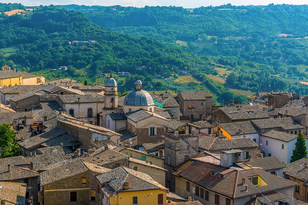 Domed churches and roof tops in Orvieto, Italy in summer - Fotografie, Obrázek