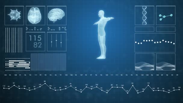 Futuristické hud medicíny obrazovky data v 4k video. - Záběry, video
