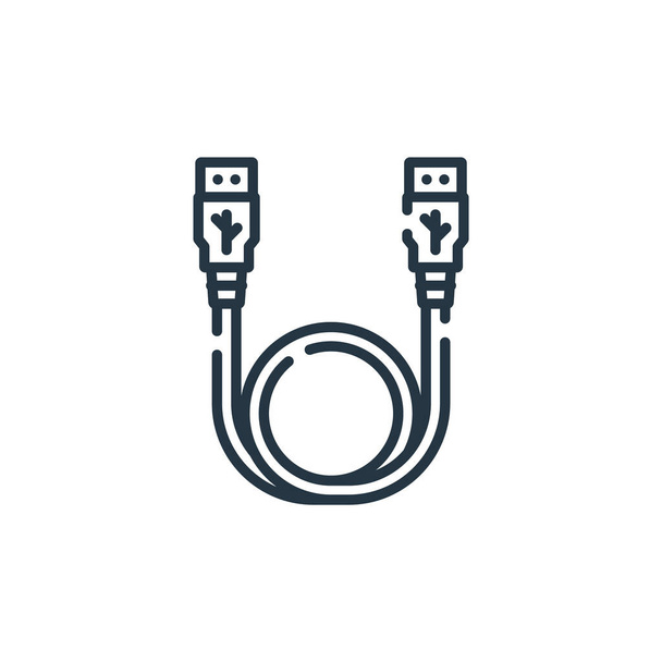 usb icono del vector de cable. cable usb carrera editable. USB cable símbolo lineal para su uso en aplicaciones web y móviles, logotipo, medios de impresión. Ilustración en línea delgada. Dibujo de contorno aislado vectorial
. - Vector, Imagen