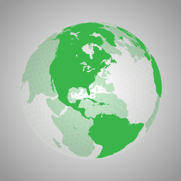 Зеленая земля с шестиугольной сетью
 - Вектор,изображение