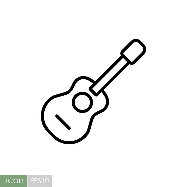 Klassieke akoestische gitaar vector icoon. Grafiek symbool voor muzikale website en apps ontwerp, logo, app, gebruikersinterface - Vector, afbeelding