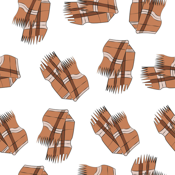 endless brown scarf pattern on a white background - Vector, imagen