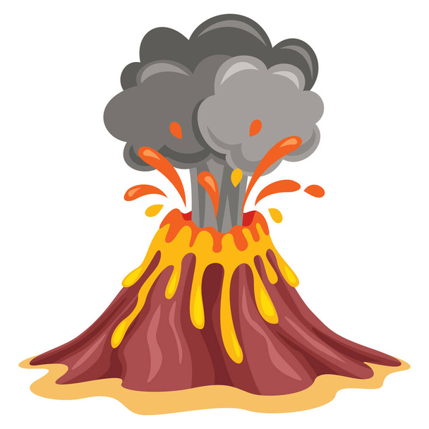 Volcano Erruption And Lava Drawing - Vector, Image