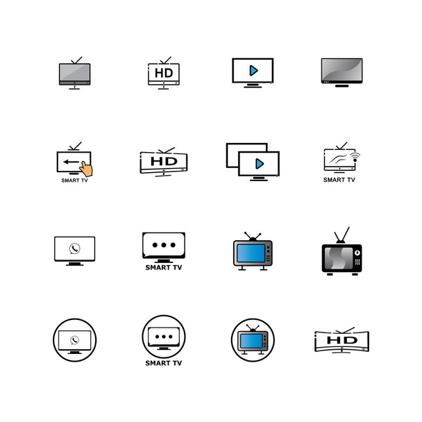 Телевизор, LCD, LED, иконка монитора векторной иллюстрации логотип
 - Вектор,изображение