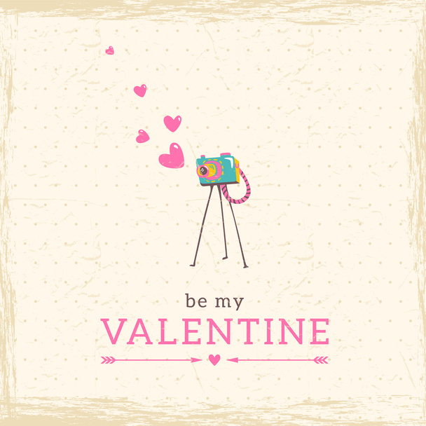 Old vintage camera with Heart. - Vector, Image