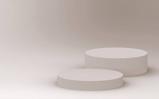 3d marrón crema cilindro podio mínimo fondo de estudio. Abstracto 3d forma geométrica objeto ilustración render. Exhibición para el producto cosmético de la manera del perfume. - Foto, imagen