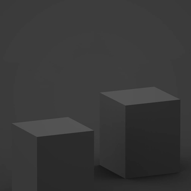 3d negro cubo gris y caja podio escena mínima fondo de estudio. Abstracto 3d forma geométrica objeto ilustración render. Exhibición para el producto de negocio en línea
. - Foto, imagen