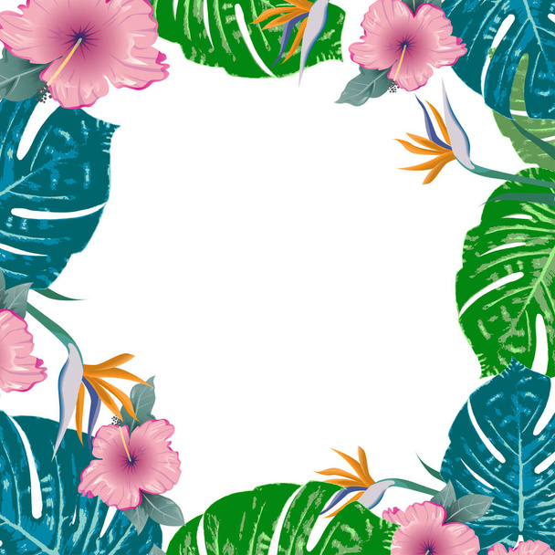 Tropic summer flyer banner Frame design Copy space - Vecteur, image