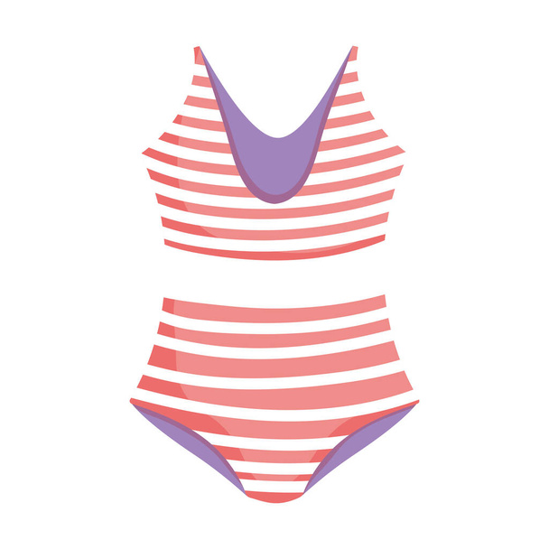 striped bkini swimsuit cartoon isolated design icon - Διάνυσμα, εικόνα