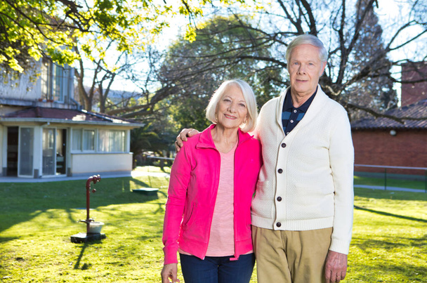 Elderly mature couple relaxing outdoor with fresh air. - Photo, Image