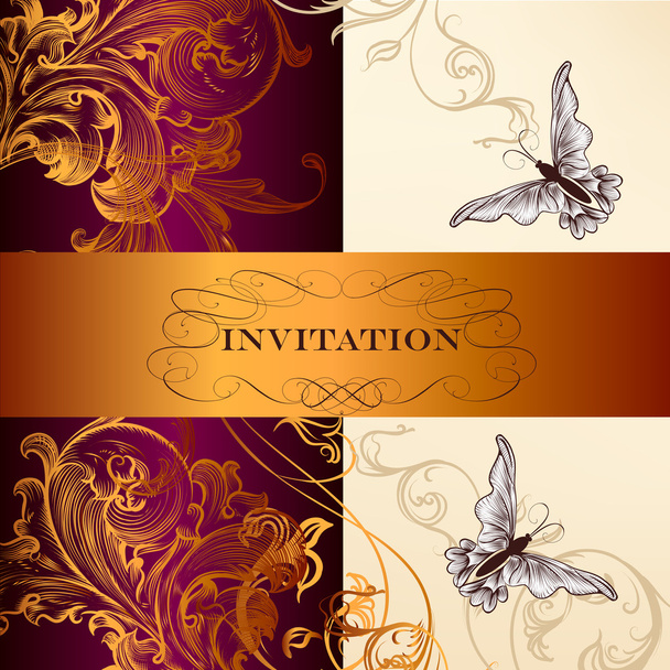 tarjeta de invitación floral - Vector, Imagen