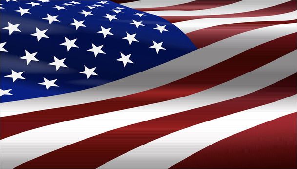 Close-up waving USA flag. - Vector, Image