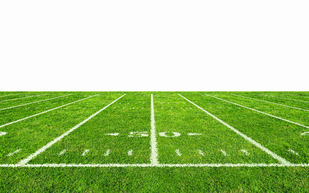 American football field with line. American football stadium with grass pattern. Isolated on white background with clipping path. - Photo, Image