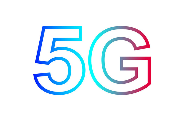 5G logó betűtípus technológia jövő, számok 5 és G szimbólum kék és lila, 5G ábécé üzleti digitális hálózat globális koncepció - Vektor, kép