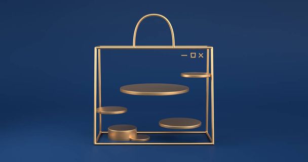 3d rendering of the golden bag outline - Photo, Image