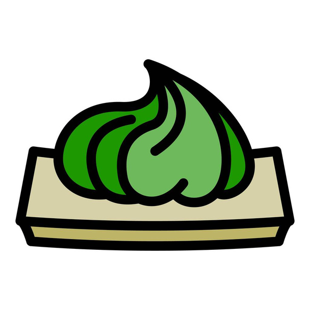 Green wasabi icon, outline style - Vektör, Görsel