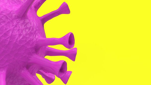Il virus su sfondo giallo per il contenuto medico rendering 3d - Foto, immagini