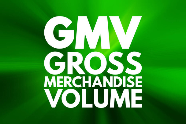 GMV - Gross Merchandise Volume acronim, tło koncepcji biznesowej - Zdjęcie, obraz