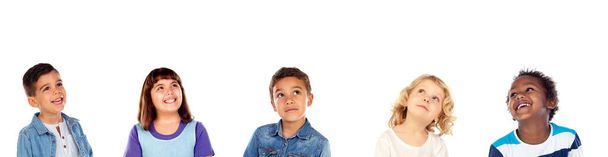 Pensive children thinking isolated on a white background - Photo, Image