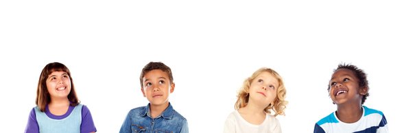 Pensive children thinking isolated on a white background - Foto, afbeelding