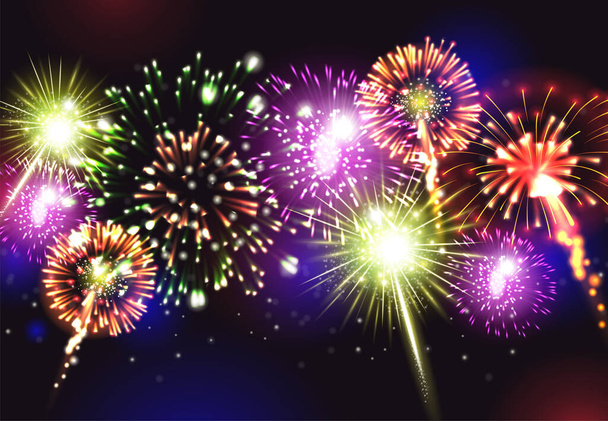 Fireworks Realistic Background - Vector, Image