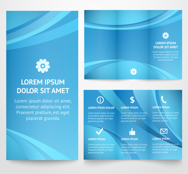 Professional three fold business flyer template, vector. - Vetor, Imagem