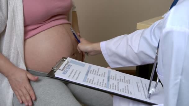 Беременная женщина и врач-гинеколог - Кадры, видео
