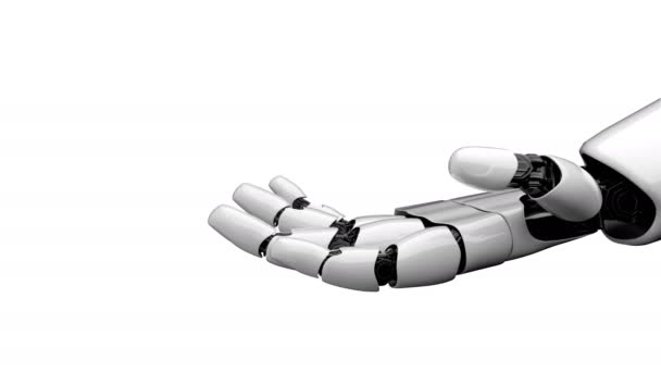 Ρομπότ χέρι σε λευκό φόντο και πράσινη οθόνη που παράγεται από 3D απόδοση. - Πλάνα, βίντεο