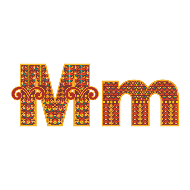 Vector abstract letter M with ornamental pattern. - Vector, Image
