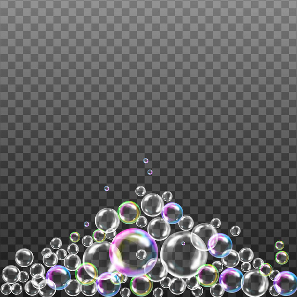 Realistische transparante zeepbellen met regenboog reflectie geïsoleerde design elementen. - Foto, afbeelding
