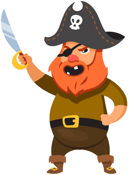 Un pirate tenant un sabre. Personnage masculin dans le style de dessin animé. - Vecteur, image