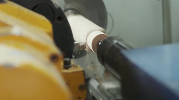 Drehmaschine CNC Drechselarbeiten am Baumholz - Filmmaterial, Video