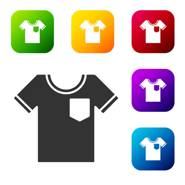 Black T-shirt icon isolated on white background. Set icons in color square buttons. Vector Illustration. - Vector, Image