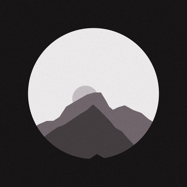 カラフルな岩の山のシルエットアートロゴデザインイラスト  - ベクター画像