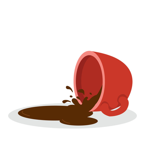Spilled coffee red cup vector with splash - Vector, Imagen