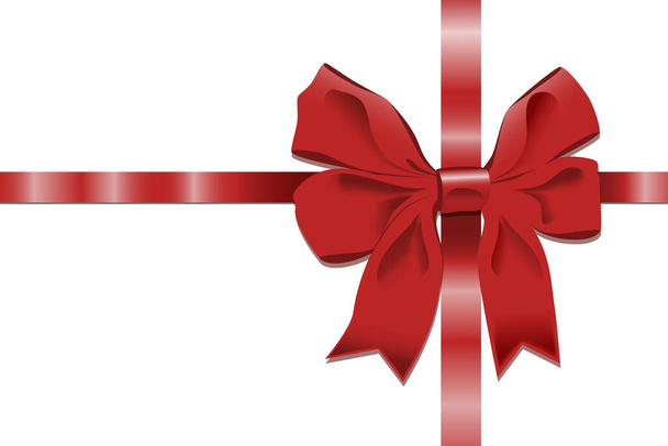 Red ribbon on white background,picture above the gift box - Photo, Image