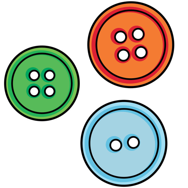drie veelkleurige knoppen in een driehoekige opstelling - Vector, afbeelding