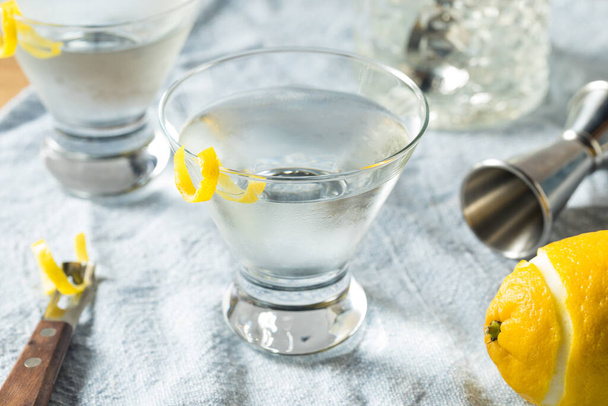 Boozy Refreshing Gin Martini with a Lemon Garnish - Foto, immagini