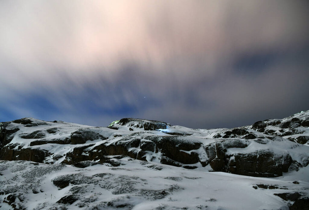 beautiful sky at dawn in winter in the arctic - Foto, Bild