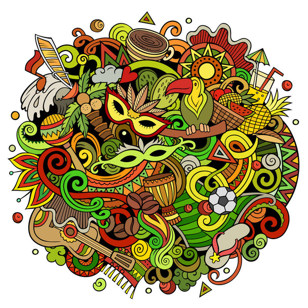 Brasile disegnato a mano fumetto scarabocchi illustrazione. Design divertente. - Foto, immagini