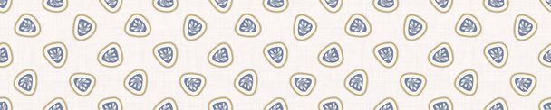 フランスのクリームリネンみすぼらしいシックなスタイルのシームレスな華やかなメダリオンボーダーパターン。手描きの花のダマスク境界線。古い白青の背景。内装の家の装飾の端。花のリボンのトリム - ベクター画像