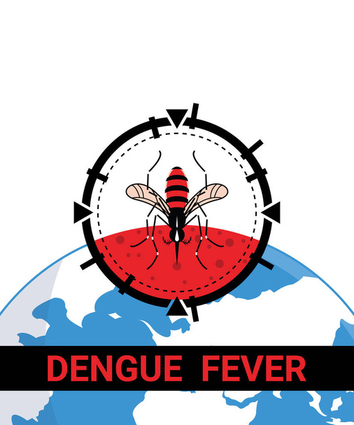Cible sur le moustique. Arrêtez le paludisme, la zika ou la dengue pas de piqûre de moustique et concept d'infection. Signal de danger avec des moustiques buvant le sang du monde. Illustration vectorielle - Vecteur, image