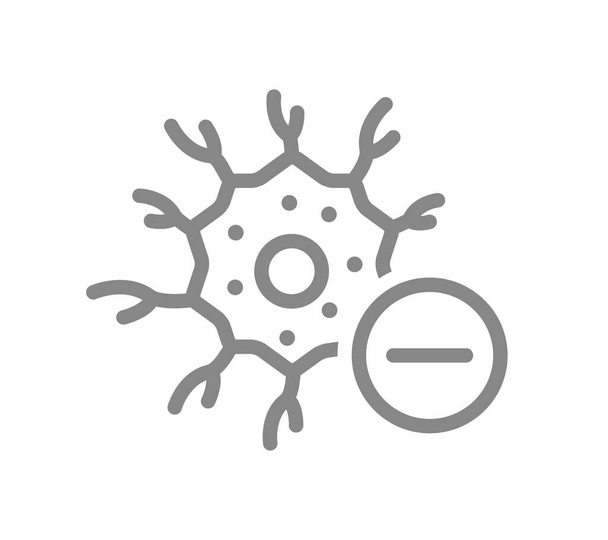 Neuron com ícone de linha de menos. Tecido neural da doença, símbolo de células nervosas mortas
 - Vetor, Imagem